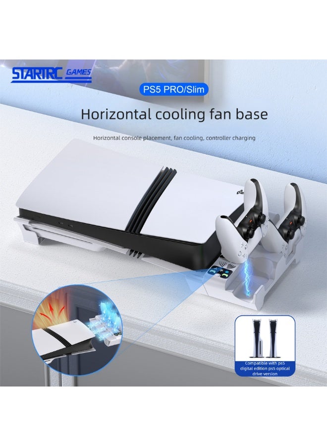 STARTRC GAMES Horizontal Cooling Fan Stand with Controller Charging for PS5 Pro/PS5 Slim, Triple Fan Cooling Base Compatible with PS5 Pro Slim Console Horizontal Placement - Image 2